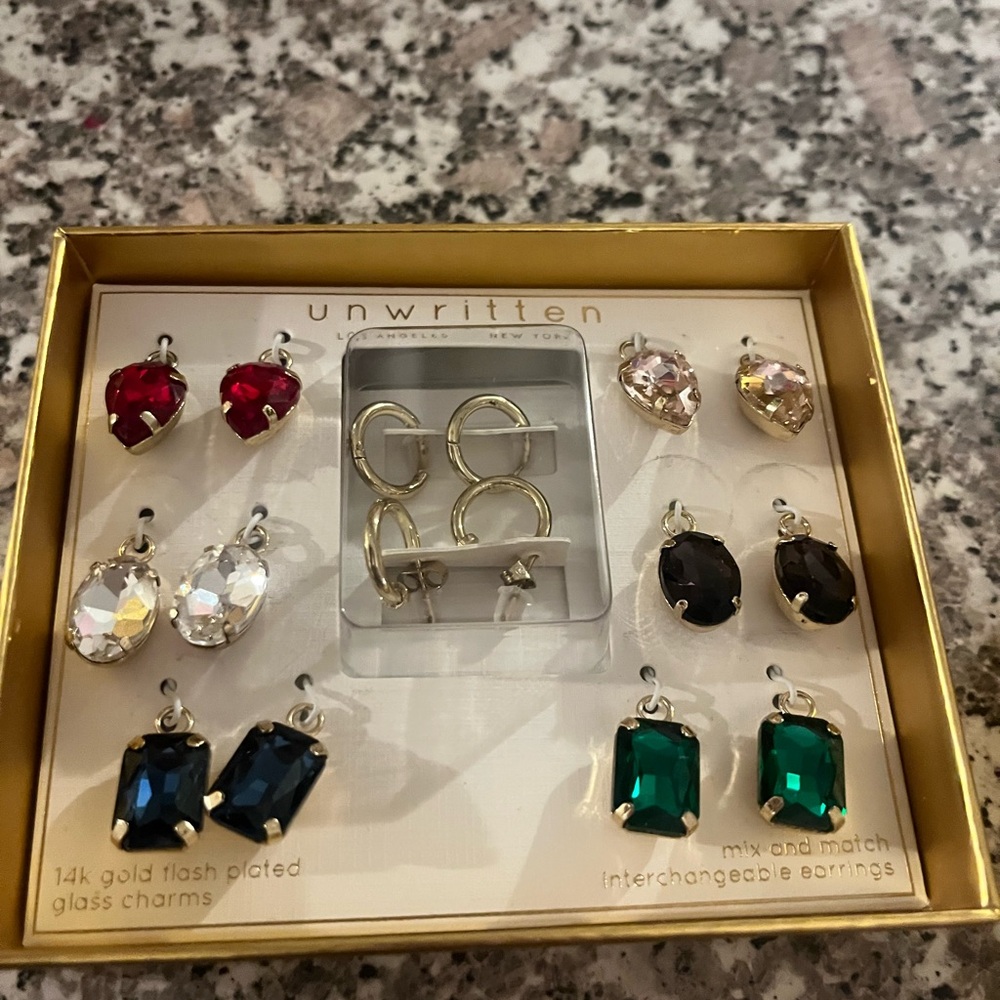 Unwritten Red and Blue Crystal Earrings Elegant Jewelry